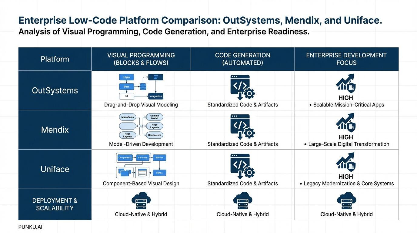 Enterprise low code development platforms comparison