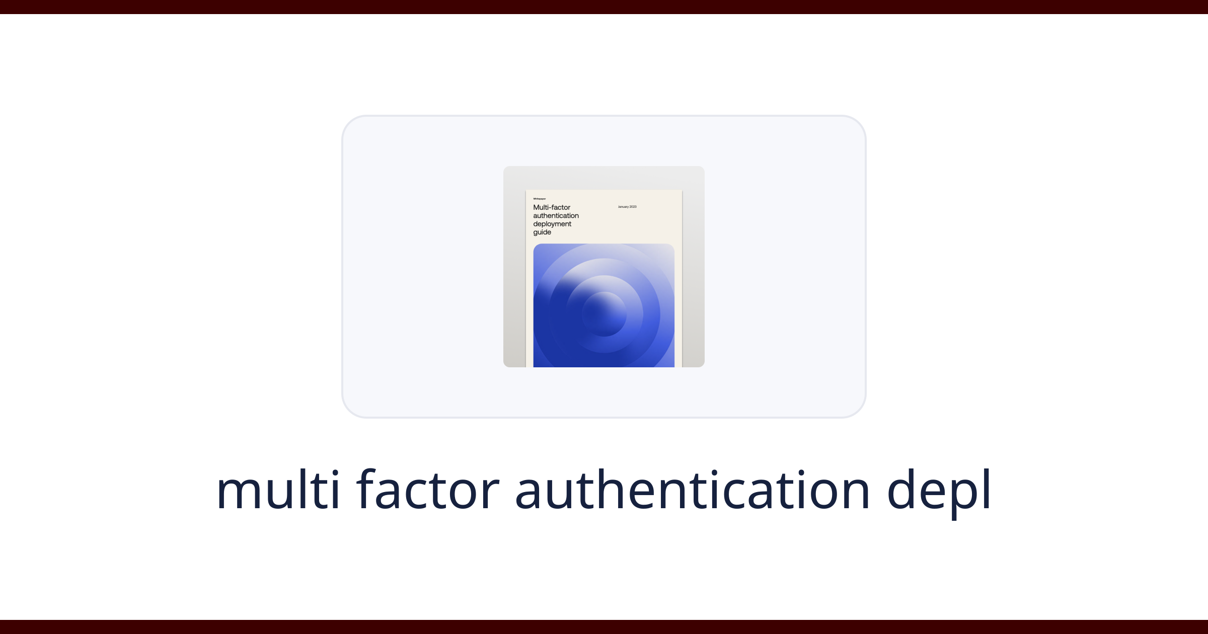 multi factor authentication deployment